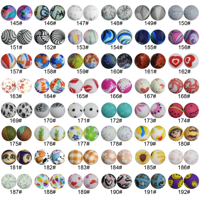 Happy Face Print Round Silicone Beads- 15mm – MrBiteBabyStore