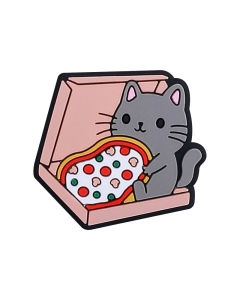 20pcs Happy Pizza-Eating Cat in a Box: Silicone Focal Beads